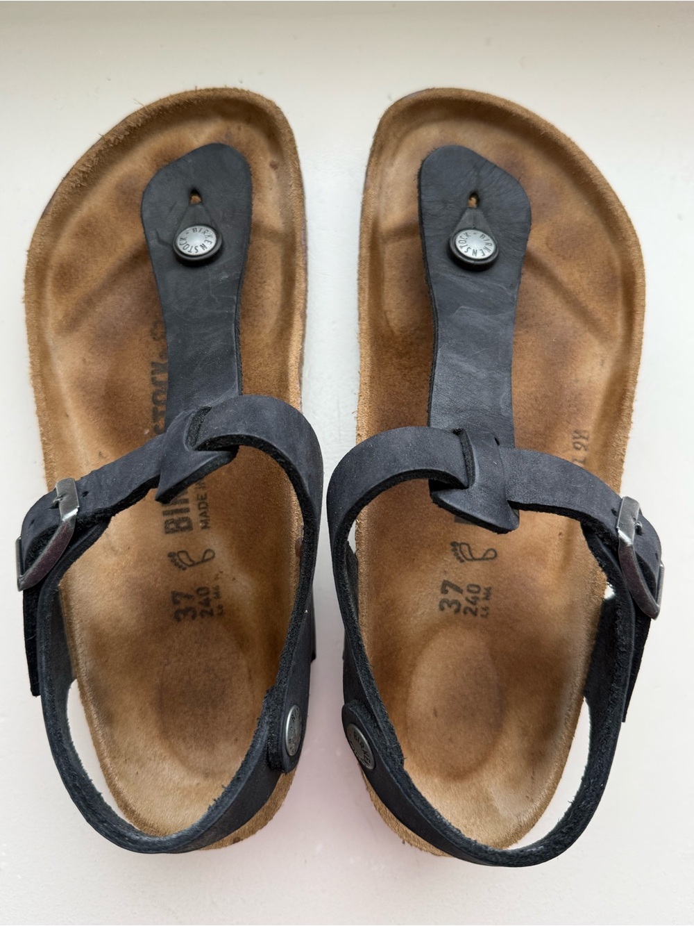 Birkenstock Black Leather T-strap Sandals - Women's